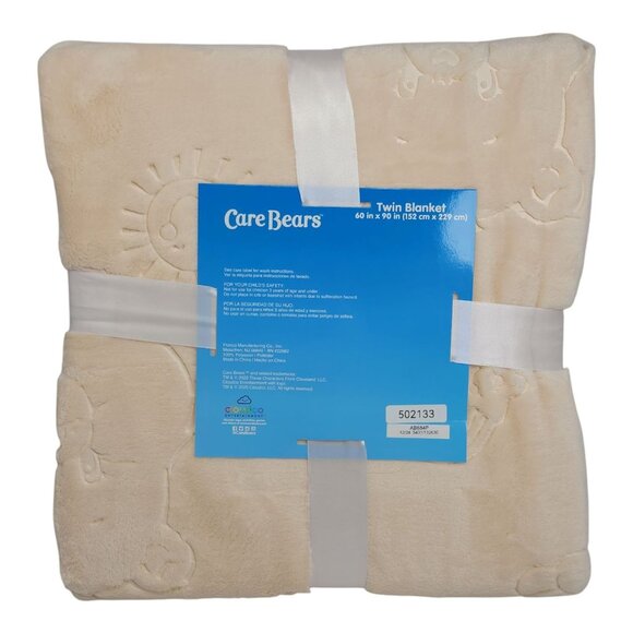 Care Bears Twin Blanket 60x90" Beige Embossed Design 100% Polyester For Kids - Picture 4 of 9